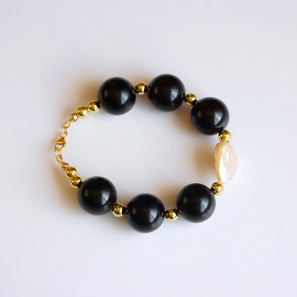 Baltic Cherry Amber & Pearl Bracelet – 18k Gold Filled - Picture 3 of 6